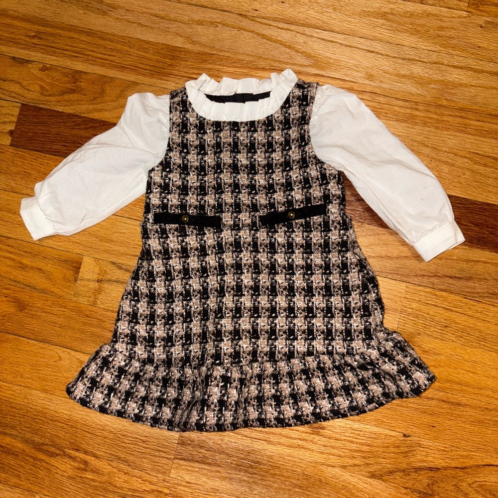 Janie and Jack Plaid Dress with White Sleeves